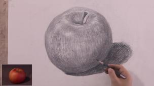 素描苹果单体画法--公开课视频网课美术画画素描入门零基础班